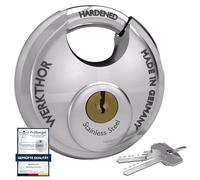WERKTHOR Cadenas Avec Clé - Cadenas en Disque de 7 cm pour Verrou de Remorque - Cadenas de Sécurité + 2 clés - Cadenas à Anse Ronde