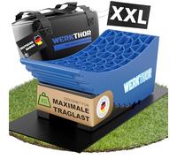 WERKTHOR Cales pour Camping-Car (Bleu) - [Jeu de 2] Cales Eprouvées pour Caravanes, Camping-Cars et Remorques [<13.5t] - Nivellement sans Palier, Cales pour Camping-Car Avec Sac de Transport (XXL)