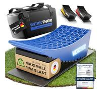 WERKTHOR Cales pour Camping-Car (Bleu) - [Jeu de 2] Cales Eprouvées pour Caravanes, Camping-Cars et Remorques [<13.5t] - Nivellement sans Palier, Cales pour Camping-Car Avec Sac de Transport