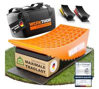 WERKTHOR Cales pour Camping-Car (Orange) - [Jeu de 2] Cales Eprouvées pour Caravanes, Camping-Cars et Remorques [<13.5t] - Nivellement sans Palier, Cales pour Camping-Car Avec Sac de Transport
