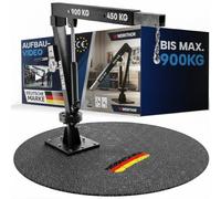 WERKTHOR Grue de pick up 900 kg avec treuil et hydraulique - Grue de pick up pour remorque et benne pivotante à 360° - Mini grue incl. matériel de montage et pied de support robuste - Grue d’atelier
