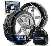 WERKTHOR Lot de 2 chaînes à neige homologuées pour voiture - Grip optimal et montage facile - Chaînes à neige en métal - Pour différentes tailles de pneus (WT 60)