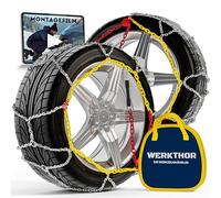 WERKTHOR Lot de 2 chaînes à neige homologuées pour voiture - Montage facile et adhérence optimale - Chaînes à neige en métal - Pour différentes tailles de pneus (WT 110)
