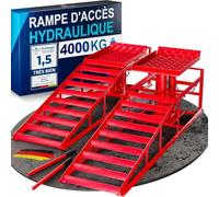 WERKTHOR Rampe de Levage Voiture Hydraulique [RougeLot de 2] - Rampes Voiture avec Soupape de Sécurité Jusqu’à 4T - Rampe Voiture Réglable en Hauteur - Pont Élévateur Voiture Compact