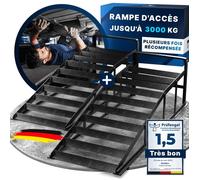 WERKTHOR Rampes de Chargement Voiture [x2] Métal <3T - Rampes Auto Antidérapantes Tout Terrain - Rampe Solide pour Véhicule - Noir