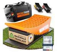 WERKTHOR Cales pour Camping-Car (Orange) - [Jeu de 2] Cales Eprouvées pour Caravanes, Camping-Cars et Remorques [<13.5t] - Nivellement sans Palier, Cales pour Camping-Car Avec Sac de Transport