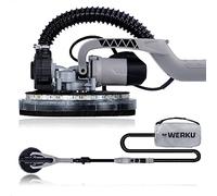 Werku WK403070, Ponceuse Circulaire Murs-Plafonds, Auto-Aspirant, Qualité Professionnelle, Puissance 750 W, Disque 225 mm, Système Éclairage LED Vision, Comprend Disque Ponçage et Tuyau Aspiration