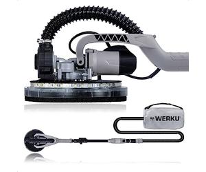 Werku WK403070, Ponceuse Circulaire Murs-Plafonds, Auto-Aspirant, Qualité Professionnelle, Puissance 750 W, Disque 225 mm, Système Éclairage LED Vision, Comprend Disque Ponçage et Tuyau Aspiration