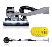 Werku WK403260 + 6 Abrasifs, Ponceuse Circulaire Murs-Plafonds Brushless, Qualité Professionnelle, 400 W, 225 mm, Système Éclairage LED Vision, Comprend 6 Disques Ponçage et Tuyau Aspiration