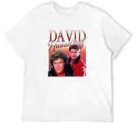 WERLONG95 David Hasselhoff T Shirt 90S Homage Mich Vintage Knight Rider Baywatch Night White Manches Courtes(X-Large)