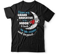 WERLONG95 I Love My Granddaughter T-Shirt Gift for Grandpa Grandma Grandmother Grandfather Black Manches Courtes(X-Large)