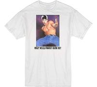 WERLONG95 MARKY Mark WWD MARKY Wahlberg Retro Music White T-Shirt White Men's Short Sleeve T-Shirt White White T-Shirts à Manches Courtes(Large)