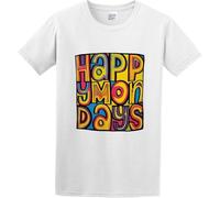WERLONG95 Men's T-Shirt Feel Soft Happy Mondays 'Logo ' Classic Style White Manches Courtes(3X-Large)