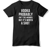 WERLONG95 Vodka Probably Isn't The Answer But It's Worth A Shot Mens Funny T-Shirt Black Manches Courtes(Large)