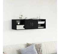 WERNBUPS Étagère murale noire aspect chêne 102 x 30 x 29 cm | Montage mural, espace de rangement, portes encastrées, facile d'entretien, pour salon, chambre à coucher