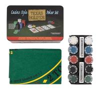 WERNBUPS Kit de poker professionnel avec 200 jetons de poker de 4 g, 2 jeux de cartes, tapis de jeu, bouton dealer, petit bouton aveugle et bouton Big Blind dans un coffret en métal pour un