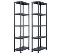 WERNBUPS Lot de 2 étagères de rangement - Noir - Charge maximale de 125 kg - 60 x 30 x 180 cm - En plastique comme bibliothèque ou étagère à fleurs pour salon, terrasse, cuisine, salle de bain et cave