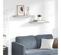 WERNBUPS Lot de 2 étagères flottantes en MDF gris béton 60 x 23,5 x 3,8 cm | Système de fixation invisible, design en nid d'abeille, cadre en métal, pour décoration et livres