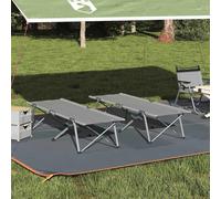 WERNBUPS Lot de 2 lits pliants pour camping, gris, 194 x 62,5 x 42,5 cm, lit de camping pliable en tissu Oxford avec cadre en acier, imperméable, rectangulaire, pour jardin et terrasse