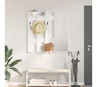 WERNBUPS Porte-vêtements mural en bois blanc 100 x 10 x 100 cm | Montage mural stable, beaucoup d'espace de rangement pour vestes et chaussures, design moderne, facile d'entretien