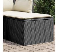 WERNBUPS Tabouret de jardin avec coussin, noir, 55 x 55 x 37 cm, en polyrotin avec compartiment de rangement et sac imperméable, coussin d'assise rembourré épais avec housse amovible et lavable