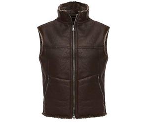 Werner Christ Gilet pour Homme en Peau de Mouton de Gilet Sportif de Haute qualité, Convient comme Gilet d'équitation, de Plein air ou d'hiver, Brun ou Noir, Taille 48, 50, 52, 54, 56, 58