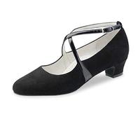 Werner Kern Chaussures de Danse Marina pour Femme - en Daim Noir - Normal - Talon Bloc de 3,4 cm - Fabriquées en Italie, Noir, 40 2/3 EU
