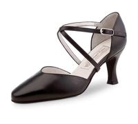 Werner Kern Chaussures de danse Patty 6,5 pour femme - En cuir noir - Normal - Talon évasé de 6,5 cm - Fabriqué en Italie, Noir , 39 EU