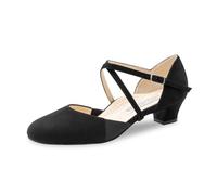 Werner Kern Chaussures de danse Ronja 3,4 Comfort pour femme - En daim noir - Pour pieds larges - Talon cubain de 3,4 cm - Semelle en daim - Fabriquées en Italie, Noir , 38 2/3 EU