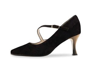 Werner Kern Chaussures de Danse Sarah pour Femme - en Daim Noir - Normal - Talon évasé de 6,5 cm - Fabriquées en Italie