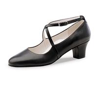 Werner Kern Chaussures de danse Sidney pour femme - En cuir noir - Normal - Talon bloc de 4,5 cm - Fabriquées en Italie, Noir , 36 EU