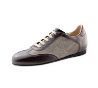 Werner Kern Positano Baskets de danse pour homme - En cuir marron/toile beige - Talon compensé de 1,5 cm - Semelle en daim - Fabriquées en Italie, marron, 46 2/3 EU