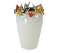 Werner Voss GmbH Vase avec papillon blanc en faïence 22 cm Décoration d'intérieur moderne et élégante