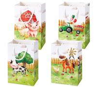 WERNNSAI Barnyard Lot de 16 sacs cadeaux pour fête d'anniversaire pour enfants garçons avec poignée - Sacs de transport pour bonbons décoratifs