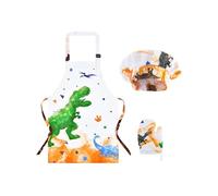 WERNNSAI Dinosaure Tablier Ensemble pour Garçons -Imperméables Tablier de Cuisine Enfants Réglable avec Chapeau, Gant de Cuisine pour Enfant Peinture Jardinage (Très Petit,2-5 Ans)