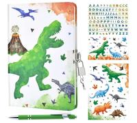 WERNNSAI Ensemble de Journal de Dinosaure Aquarelle - Cahier Lumineux pour Garçons Enfants École Privé Couverture Rigide Écriture Bloc Notes Stylo à Bille Autocollants Avec Serrure et Clés