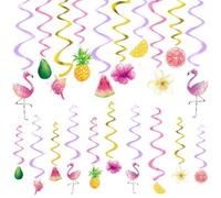 WERNNSAI Lot de 20 décorations à suspendre en forme de flamant rose tropical hawaïen Luau pour plafond, piscine, plage, anniversaire, fête prénatale