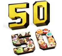 WERNNSAI Lot de 50 chiffres en carton pour charcuterie - Boîte à charcuterie pour 50e anniversaire - Plateau à remplir - Plateau alimentaire en papier mâché pour 50e anniversaire