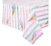 WERNNSAI Nappe de Crème Glacée - 1 PC Nappe de Rectangulaire en Plastique Jetable Articles de Fête de La Vrème Glacée et du Popsicle pour Les Filles Anniversaire Baby Shower 137 X 274 CM