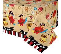 WERNNSAI Nappe de fête pirate - 374 x 137 cm - Nappe rectangulaire jetable avec carte au trésor pour enfants, garçons, fournitures de décoration de fête d'anniversaire