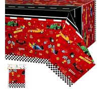 WERNNSAI Nappe Voiture Course - 1 PC Décorations d'anniversaire de Voitures Nappes Rouges de Piste Course pour Enfants Garçons Fournitures de Fête d'anniversaire 137 X 274cm