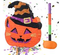 WERNNSAI Piñata d'Halloween - Citrouille d'Halloween - Décoration pour enfants garçons - Citrouille géante - Avec bandeau pour les yeux - Confettis d'octobre - Décoration d'Halloween - Bonbons