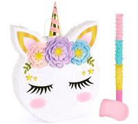 WERNNSAI Piñata Licorne - Piñata de Fête Licorne Arc-en-ciel avec Bandeau et Bâton Décorations Licornes Rose Violet pour Enfants Filles Fournitures de Fête D'anniversaire sur le Thème des Licornes