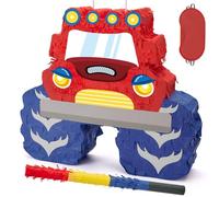 WERNNSAI Piñata Monster Truck - Piñata Monster Truck Rouge et Bleu avec Bandeau et Bâton pour Garçons Enfants Jeu sur le Thème des Voitures Décoration Fête D'anniversaire