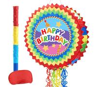 WERNNSAI Pinata - Pinata d'Anniversaire pour Enfants Multicolore Ensemble Piñata avec Bâton, Bandeau pour les Yeux et Ficelle Décoration de Fête de Carnaval Jeux de Fête