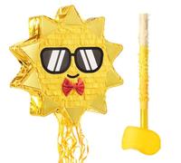 WERNNSAI Piñata soleil - Pinata réversible avec bandeau pour les yeux et bâton pour enfants, garçons et filles, décoration de fête d'anniversaire, fournitures de révélation du sexe, fête prénatale