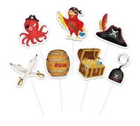 WERNNSAI Pirate Cupcake Topper - 49 PCS Pirate Décor Gâteau pour Enfants Garçons Anniversaire Halloween Perroquet Poulpe Décoration de Cupcakes Thème Pirates Articles de Fête