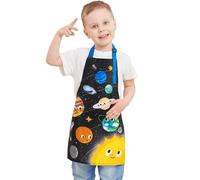 WERNNSAI Tablier pour Garçons Enfant - Planète Tablier pour Cuisson Peinture Artisanat Jardinage Impression Tabliers à Bavette Cuisine avec Sangle Réglable Poche pour Enfants 6-10 Ans