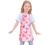 WERNNSAI Tabliers de Cuisine - Papillon Tablier pour Filles Imperméables Enfant avec Poche et Réglable Peinture Artisanat Peinture Cuisine Jardinage pour Enfants 6-10 Ans