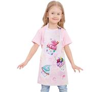 WERNNSAI Tabliers de Cuisine - Petit Gâteau Tablier pour Filles Imperméables Enfant avec Poche et Réglable Peinture Artisanat Peinture Cuisine Jardinage pour Enfants 6-10 Ans